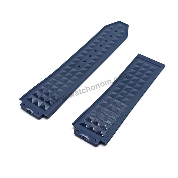 17mm Black and Navy Blue Rubber Watch Band Strap Compatible with Hublot Bigbang Depech Mode 44mm