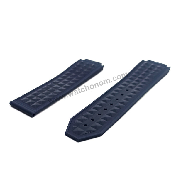 17mm Black and Navy Blue Rubber Watch Band Strap Compatible with Hublot Bigbang Depech Mode 44mm