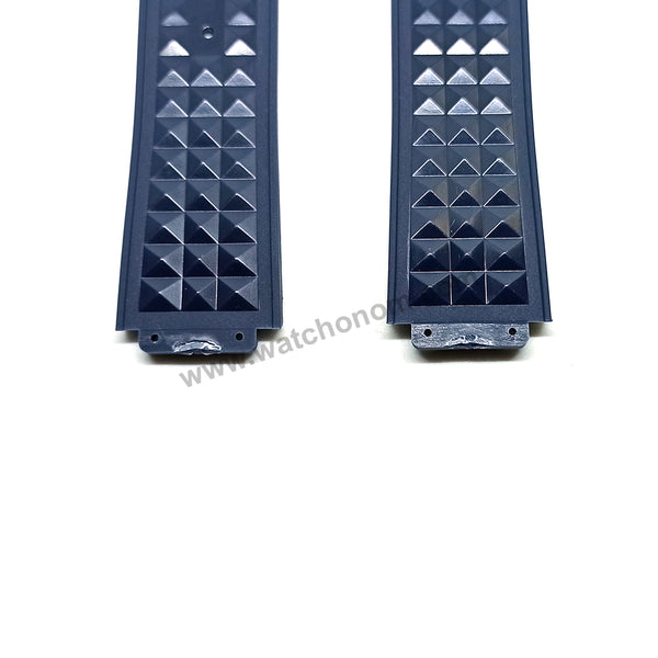 17mm Black and Navy Blue Rubber Watch Band Strap Compatible with Hublot Bigbang Depech Mode 44mm