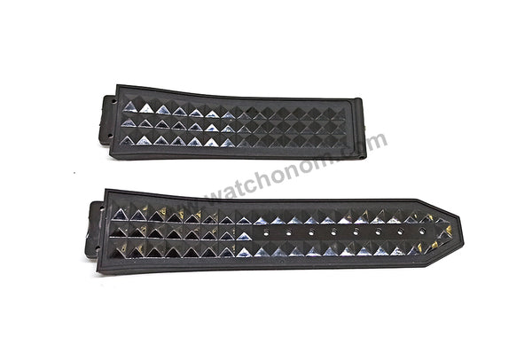 17mm Black and Navy Blue Rubber Watch Band Strap Compatible with Hublot Bigbang Depech Mode 44mm