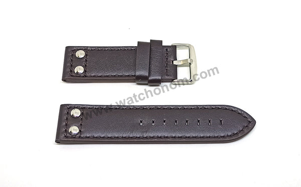 Fits/For Luminox , TW Steel , Aviator / Pilot - 24mm DARK Brown Rivet Genuine Leather Replacement Watch Band Strap