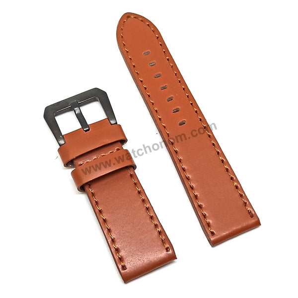 Fits/For Officine Panerai - 26mm Light Brown Genuine Leather Replacement Watch Band Strap
