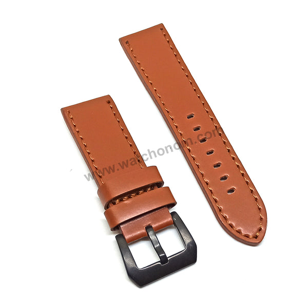 Fits/For Officine Panerai - 26mm Light Brown Genuine Leather Replacement Watch Band Strap