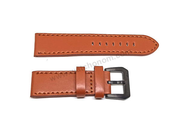Fits/For Officine Panerai - 26mm Light Brown Genuine Leather Replacement Watch Band Strap
