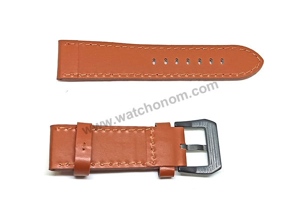 Fits/For Officine Panerai - 26mm Light Brown Genuine Leather Replacement Watch Band Strap