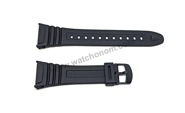 Fits/For Casio W-96H Standart Digital Watch - Black Rubber Replacement Watch Band Strap W96 , W-96