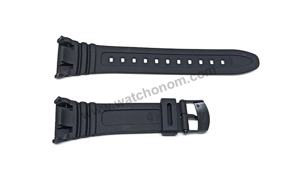 Fits/For Casio W-96H Standart Digital Watch - Black Rubber Replacement Watch Band Strap W96 , W-96
