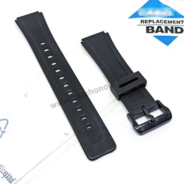 Fits/For Casio W-E10 , W-E10G Black Rubber 18mm Replacement Watch Band Strap