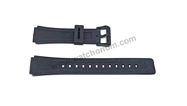 Fits/For Casio W-E10 , W-E10G Black Rubber 18mm Replacement Watch Band Strap