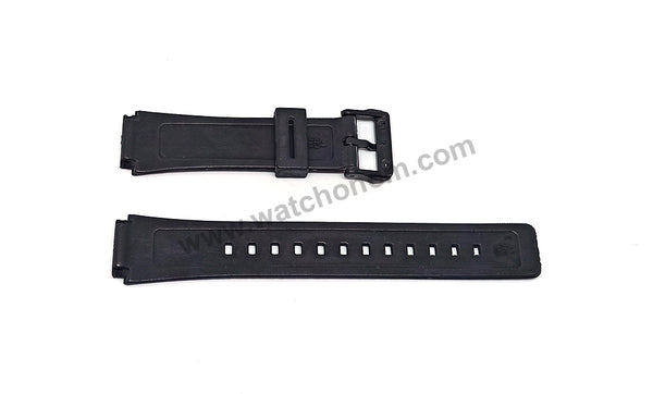 Fits/For Casio W-E10 , W-E10G Black Rubber 18mm Replacement Watch Band Strap