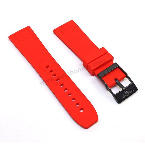 Fits/ For Breitling Diver Pro III 3 - 24mm Red Rubber / Silicone Replacement Watch Band Strap 24-20