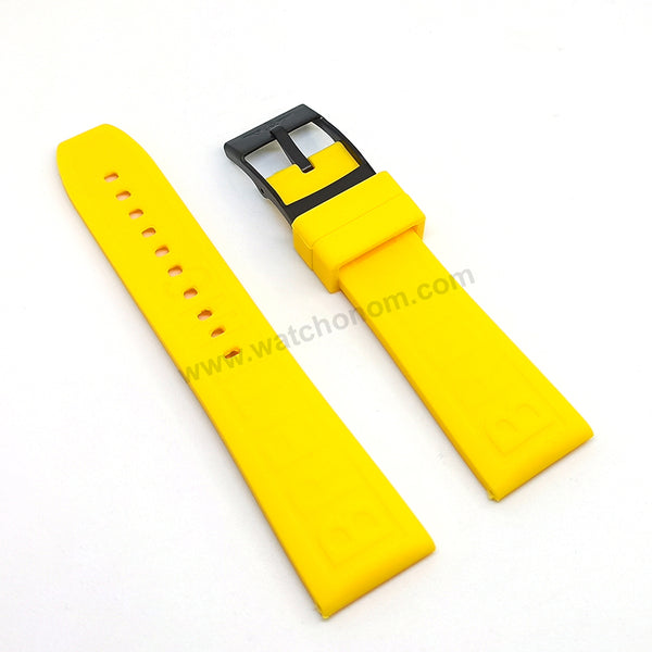 Fits/ For Breitling Diver Pro III 3 - 24mm Yellow Rubber / Silicone Replacement Watch Band Strap 24-20