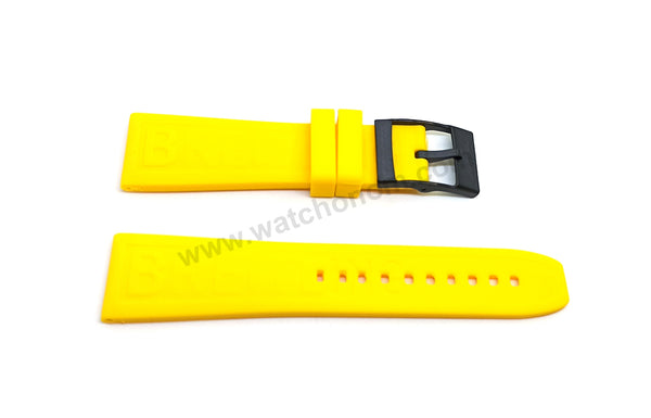 Fits/ For Breitling Diver Pro III 3 - 24mm Yellow Rubber / Silicone Replacement Watch Band Strap 24-20