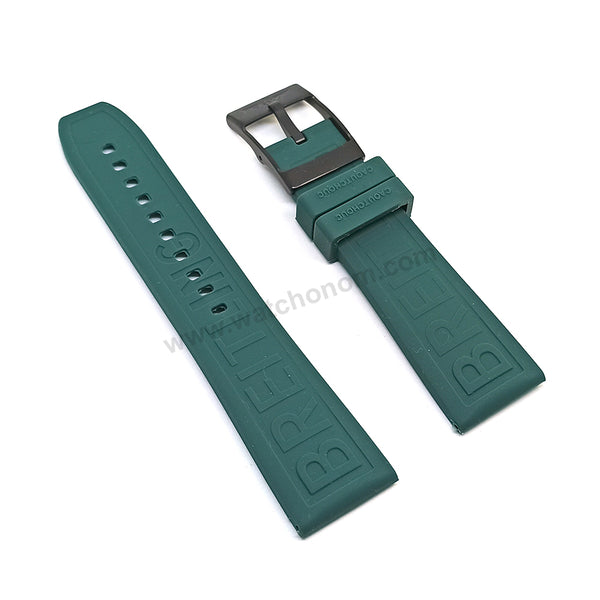 Fits/ For Breitling Diver Pro III 3 - 24mm Forest Green Rubber / Silicone Replacement Watch Band Strap 24-20