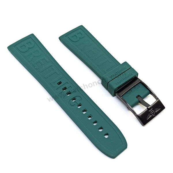 Fits/ For Breitling Diver Pro III 3 - 24mm Forest Green Rubber / Silicone Replacement Watch Band Strap 24-20
