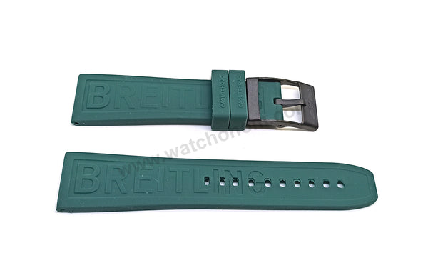 Fits/ For Breitling Diver Pro III 3 - 24mm Forest Green Rubber / Silicone Replacement Watch Band Strap 24-20