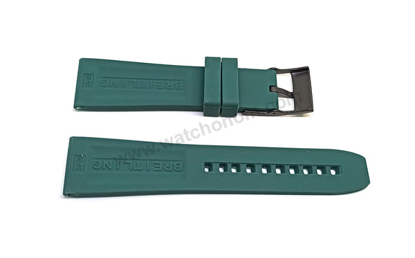 Fits/ For Breitling Diver Pro III 3 - 24mm Forest Green Rubber / Silicone Replacement Watch Band Strap 24-20