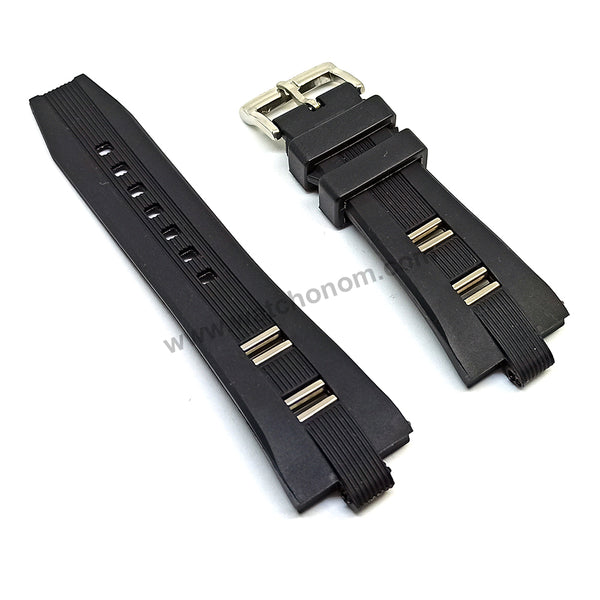 Fits/ For Bvlgari Diagono - 8mm Black Rubber / Silicone Replacement Watch Band Strap 8mm x 26mm