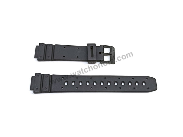 Fits/For Casio W-725 , W-60U , W-95 , BH-100W , STR-1000 - Black Rubber 14mm Replacement Watch Band Strap