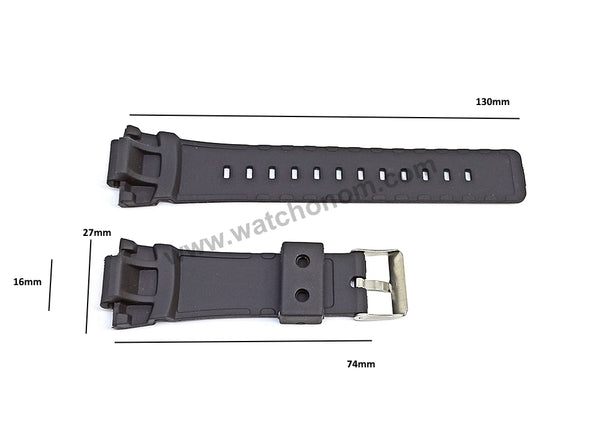 Fits / For Casio G-Shock G-100 , G-101 , G-200 , G-2110 , G-2300 G-2300B , G-2300F , G-2310 , G-2310BC , G-2310R , G-2400 , GW-2300F , GW-2300FP , GW-2310 , GW-2310FB , GW-2320SF Black Rubber 16mm Replacement Watch Band Strap