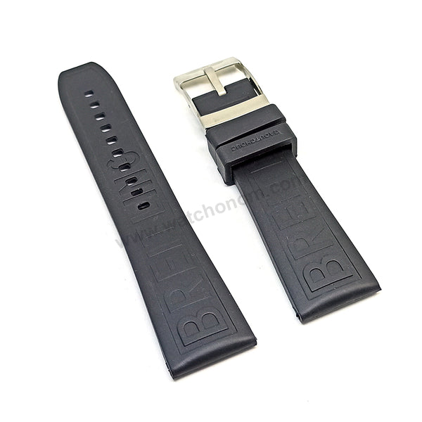 Fits/ For Breitling Diver Pro III 3 - 24mm Black Rubber / Silicone Replacement Watch Band Strap 24-20