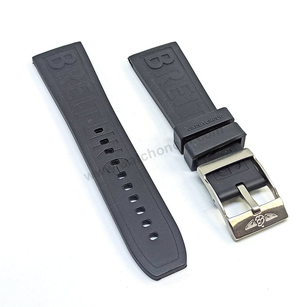 Fits/ For Breitling Diver Pro III 3 - 24mm Black Rubber / Silicone Replacement Watch Band Strap 24-20