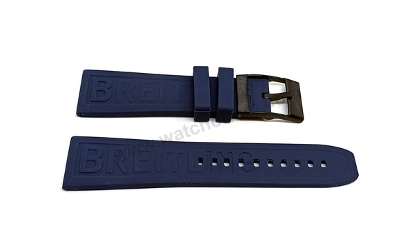 Fits/ For Breitling Diver Pro III 3 - 24mm Navy Blue Rubber Replacement Watch Band Strap 24-20