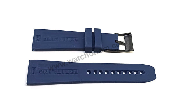 Fits/ For Breitling Diver Pro III 3 - 24mm Navy Blue Rubber Replacement Watch Band Strap 24-20