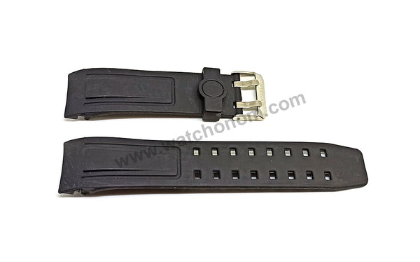 Fits/ For Bvlgari - 24mm Black Rubber / Silicone Curved End Replacement Watch Band Strap