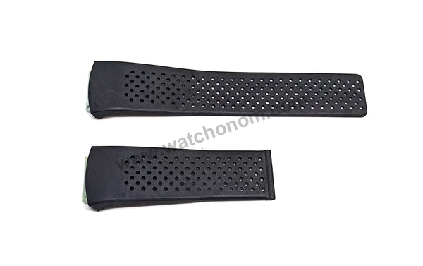 Fits/For Tag Heuer Mclaren 116m - 20mm Screw link lug Black Perforated Rubber Replacement Watch Band Strap Belt