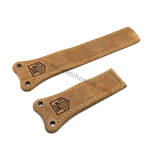30mm Light Brown Suede / Nubuck Genuine Leather Replacement Watch Band Strap Compatible with Tag Heuer Mclaren Mercedes