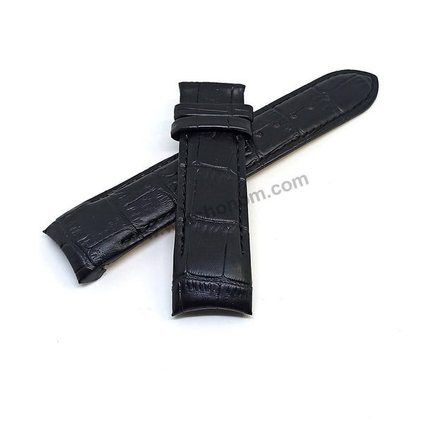 Fits/For Tissot 1853 Couturier T035407 , T035410 , T035428 , T035446 - 22mm Black Genuine Leather Curved end Replacement Watch Band Strap