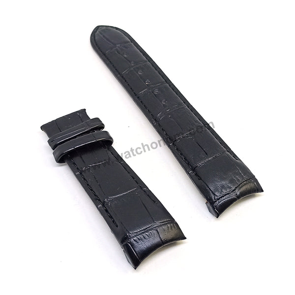 Fits/For Tissot 1853 Couturier T035407 , T035410 , T035428 , T035446 - 22mm Black Genuine Leather Curved end Replacement Watch Band Strap