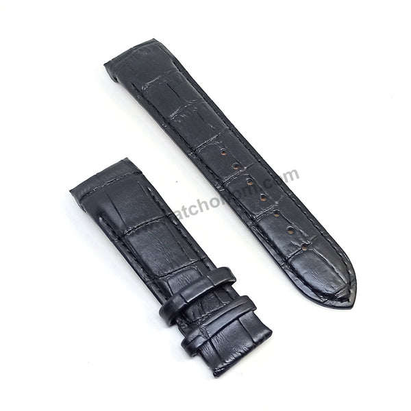 Fits/For Tissot 1853 Couturier T035407 , T035410 , T035428 , T035446 - 22mm Black Genuine Leather Curved end Replacement Watch Band Strap