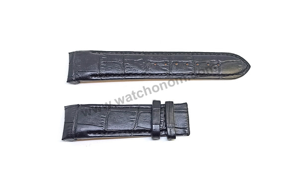 Fits/For Tissot 1853 Couturier T035407 , T035410 , T035428 , T035446 - 22mm Black Genuine Leather Curved end Replacement Watch Band Strap
