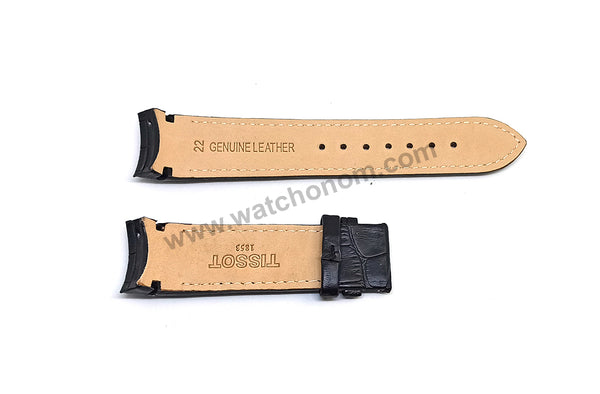 Fits/For Tissot 1853 Couturier T035407 , T035410 , T035428 , T035446 - 22mm Black Genuine Leather Curved end Replacement Watch Band Strap