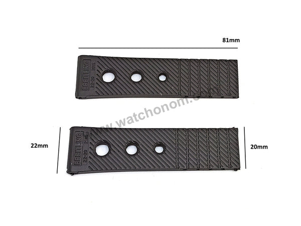 Fits/ For Breitling Superocean A17390 - 22mm Black Rubber / Silicone Replacement Watch Band Strap