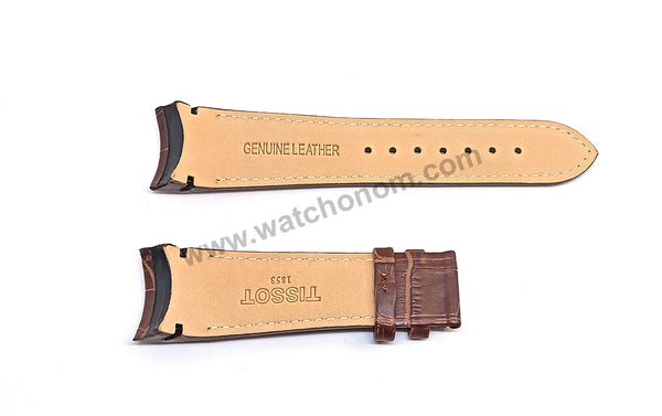 Fits / For Tissot 1853 Couturier T0356171603100 , T0354391603100 - 23mm Brown Genuine Leather Curved end Replacement Watch Band Strap