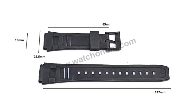 Fits/For Casio AW-44 , AW-44Q , DB-150 , ABX-20, ABX-23, ABX-24, ABX-20U , DB-81 - 19mm Black Rubber Replacement Watch Band Strap
