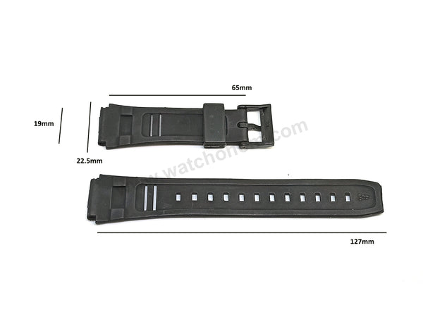 Fits/For Casio ABX-20U Data Bank , World Time 19mm Black Rubber Replacement Watch Band Strap
