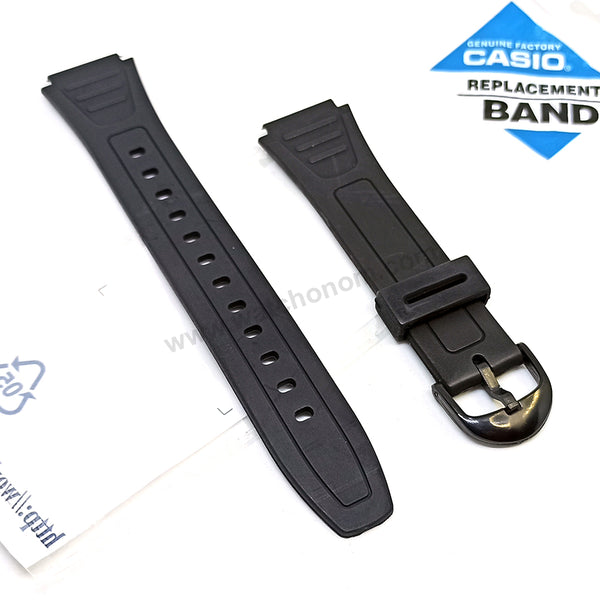 Fits/For Casio W-800 , W-800H , W-800HG , W-201 , W-201G , WV-58 , WV-58A , WV-M60 - 18mm Black Rubber Replacement Watch Band Strap