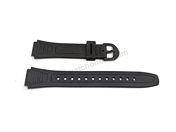 Fits/For Casio W-800 , W-800H , W-800HG , W-201 , W-201G , WV-58 , WV-58A , WV-M60 - 18mm Black Rubber Replacement Watch Band Strap
