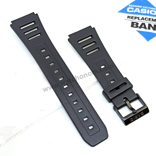 Genuine Casio EB-3002 , JC-11 , W-740 , W-740G , W-740GMV , JC-10 , W-54US , W-740B - 20mm Black Rubber Silicone Replacement Watch Band Strap