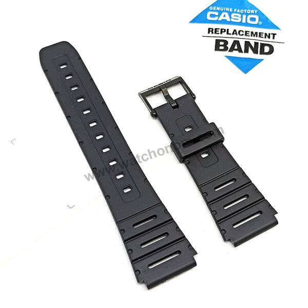 Genuine Casio STW-100 Sports Multi Timer - Authentic Replacement Black Rubber Watch Band Strap