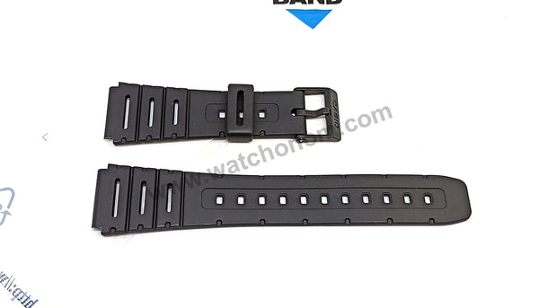 Genuine Casio CA-53W , CA-61W , FT-100W , W-520U , W-720MV , W-720 , DW-270 , MAP-100 , W-741 , W-741G , WL-100 , W-722 - 20mm Black Rubber Silicone Replacement Watch Band Strap