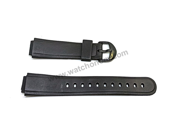 Fits/For Casio AW-30 , AW-33 , AW-34 , AW-35 , AW-43 , AW-51K , SWC-03 , EB-3008 - 15mm Black Rubber Replacement Watch Band Strap
