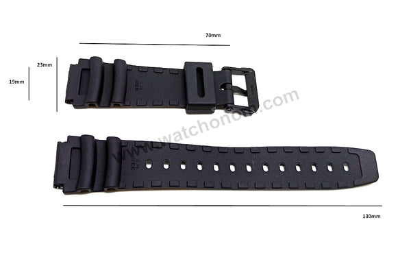Fits/For Casio MD-309 , MD-310 , MD-752 , MDA-100 , MW-505 , MWA-500 - 19mm Black Rubber Replacement Watch Band Strap