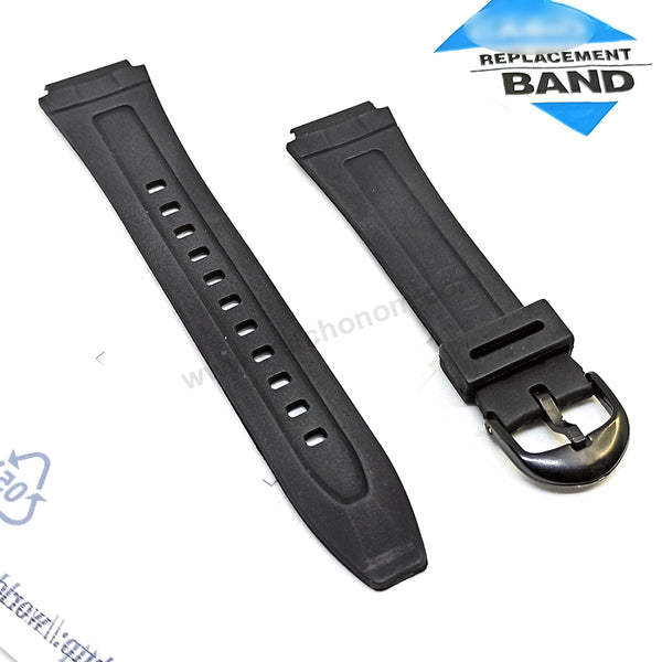 Fits/For Casio AW-80 , AW-80V , AW-80D , AW-82D , AW-82 , AW-82B , WV-58 , W-211 - Black Rubber 18mm Replacement Watch Band Strap