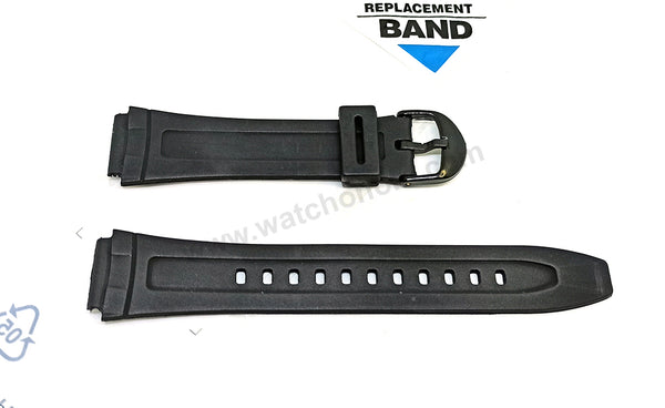 Fits/For Casio AW-80 , AW-80V , AW-80D , AW-82D , AW-82 , AW-82B , WV-58 , W-211 - Black Rubber 18mm Replacement Watch Band Strap