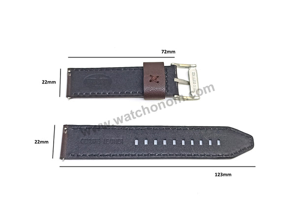 Original Fossil BQ1629 , BQ1631 , BQ2165 , BQ2303 , BQ2465SET , FTW7057 Replacement Watch Band Strap - 22mm Dark Brown Genuine Leather